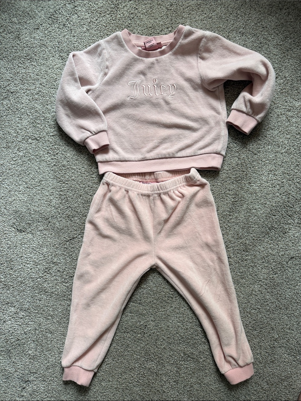 Juicy Couture Pale Pink Plush Sweatshirt and Joggers Set
